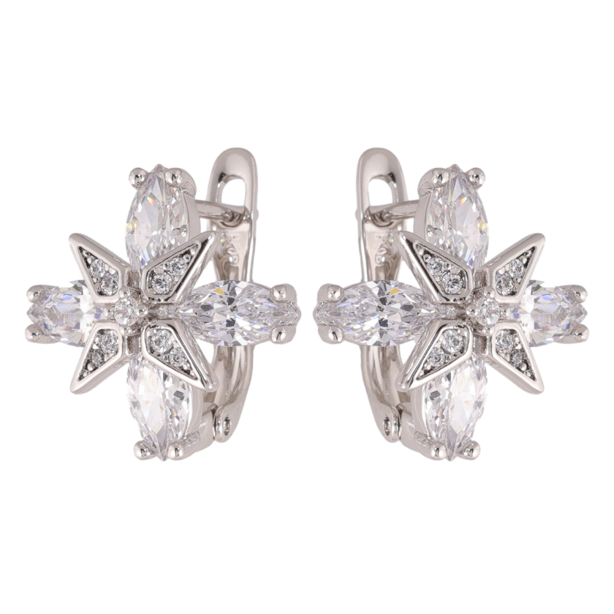 Сережки Xuping колір Родій англійська застібка Кристальні зірки фото №1