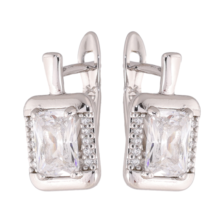 Сережки Xuping колір Родій англійська застібка Візерунок з інкрустацією кристалами фото №12