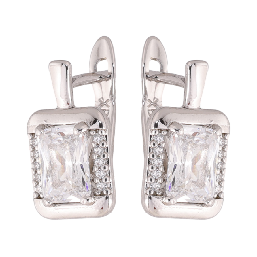 Сережки Xuping колір Родій англійська застібка Візерунок з інкрустацією кристалами фото №1