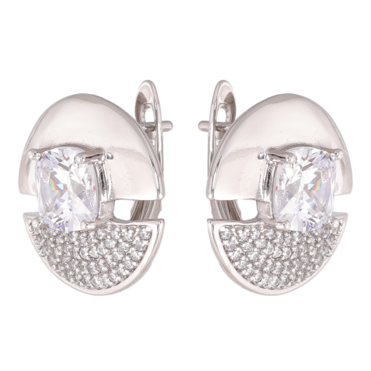 Сережки Xuping колір Родій англійська застібка Кола з інкрустацією кристалами фото №6