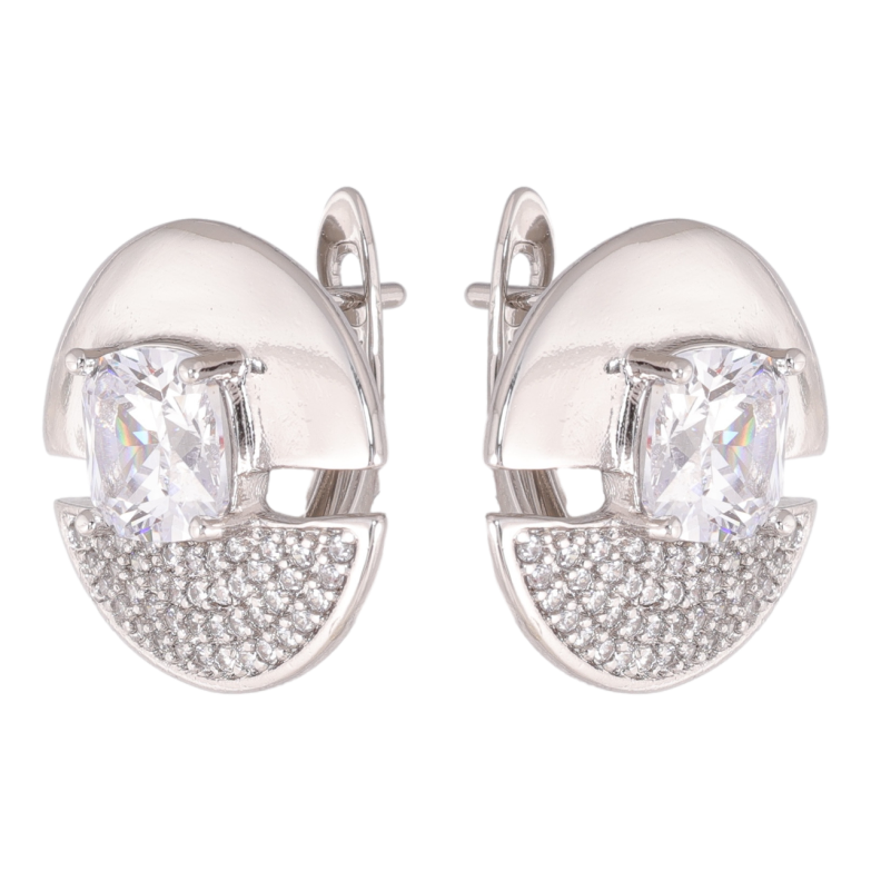 Серьги Xuping цвет Родий английский замок Кольца с инкрустацией кристаллами фото №1