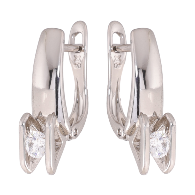 Сережки Xuping колір Родій англійська застібка Вставки кристалів фото №1