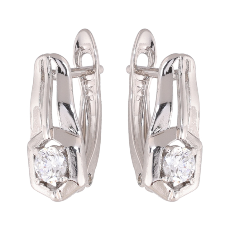 Сережки Xuping колір Родій англійська застібка Вставки кристалів фото №9