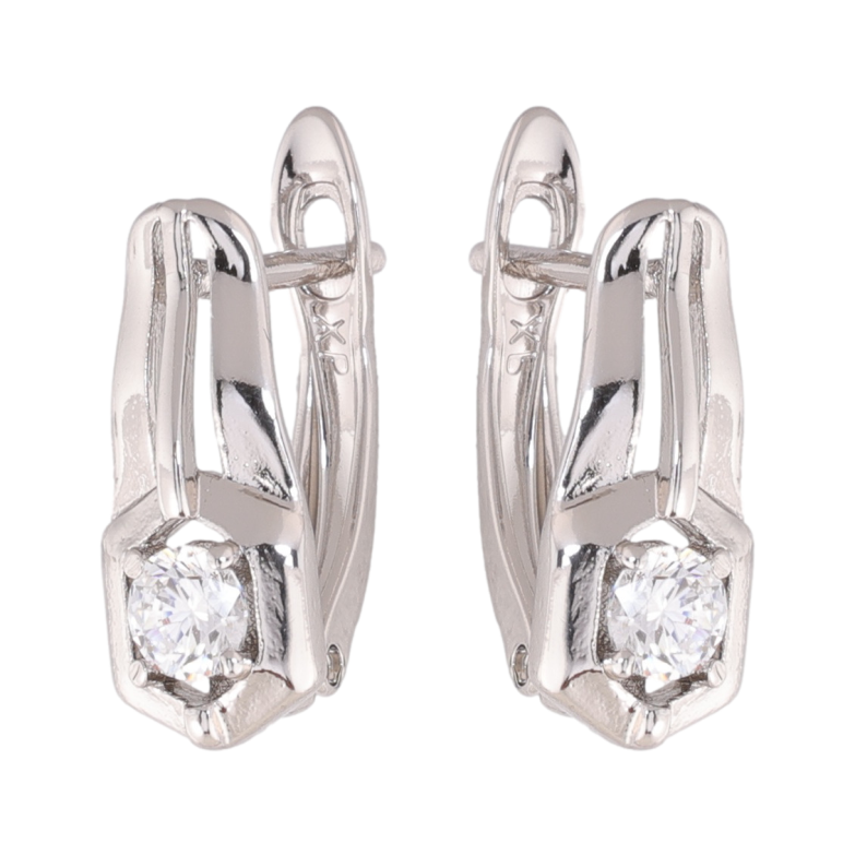 Сережки Xuping колір Родій англійська застібка Вставки кристалів фото №1