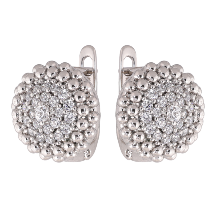 Сережки Xuping колір Родій англійська застібка Декоративні кола з кристалами фото №2