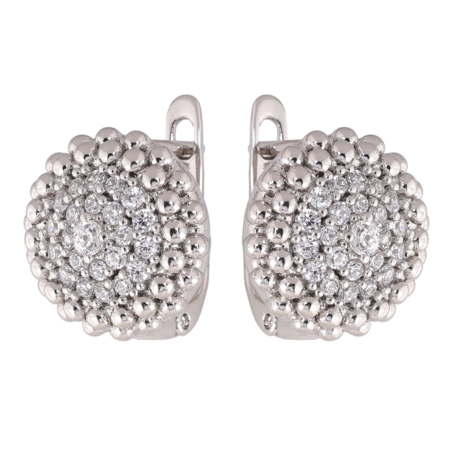 Сережки Xuping колір Родій англійська застібка Декоративні кола з кристалами фото №1