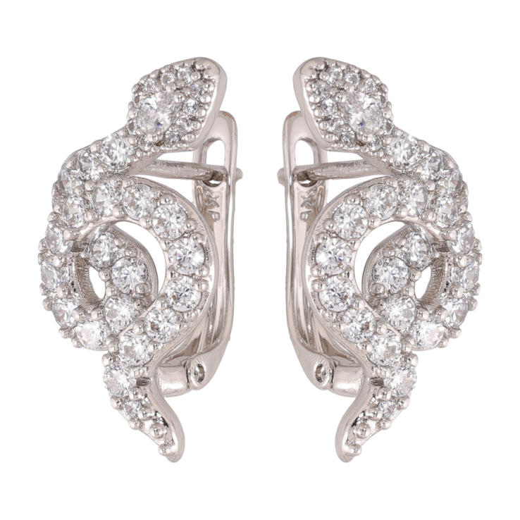 Сережки Xuping колір Родій англійська застібка Кристальні змійки фото №8