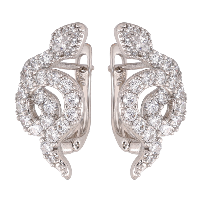 Сережки Xuping колір Родій англійська застібка Кристальні змійки фото №1