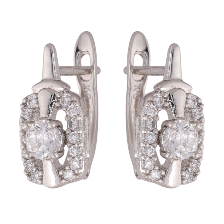 Сережки Xuping колір Родій англійська застібка Візерунки з кристаллами фото №19