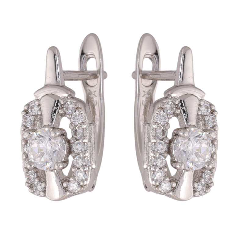 Сережки Xuping колір Родій англійська застібка Візерунки з кристаллами фото №1