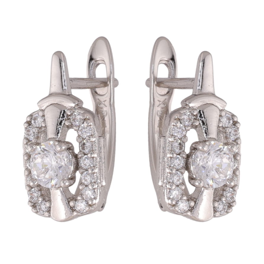 Сережки Xuping колір Родій англійська застібка Візерунки з кристаллами фото №1