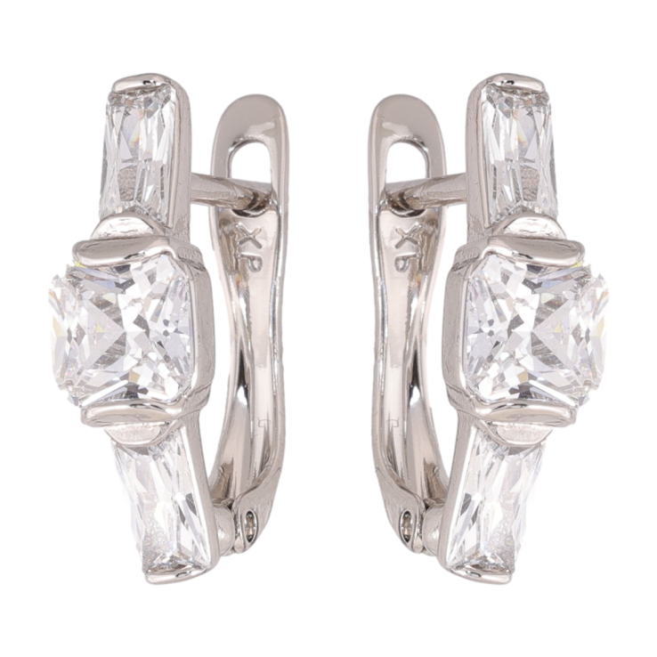 Сережки Xuping колір Родій англійська застібка Кристальний блиск фото №7