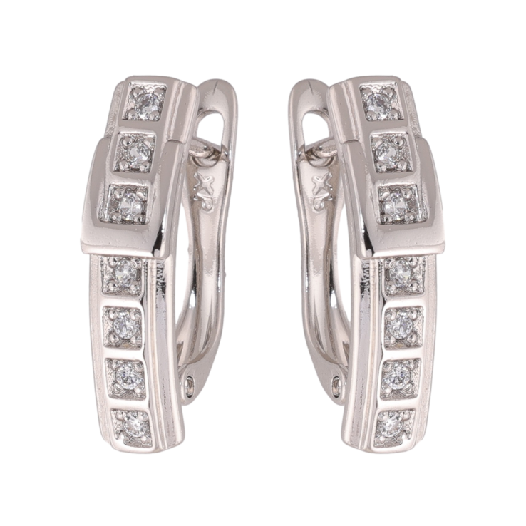 Сережки Xuping колір Родій англійська застібка Ремінці з кристалами фото №24