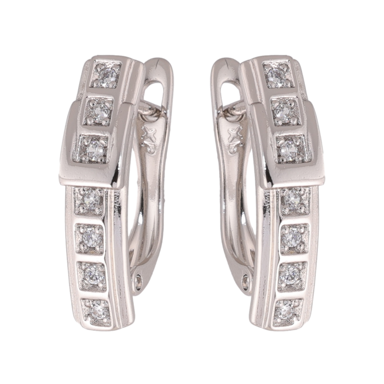 Серьги Xuping цвет Родий английский замок Ремешки с кристаллами фото №1