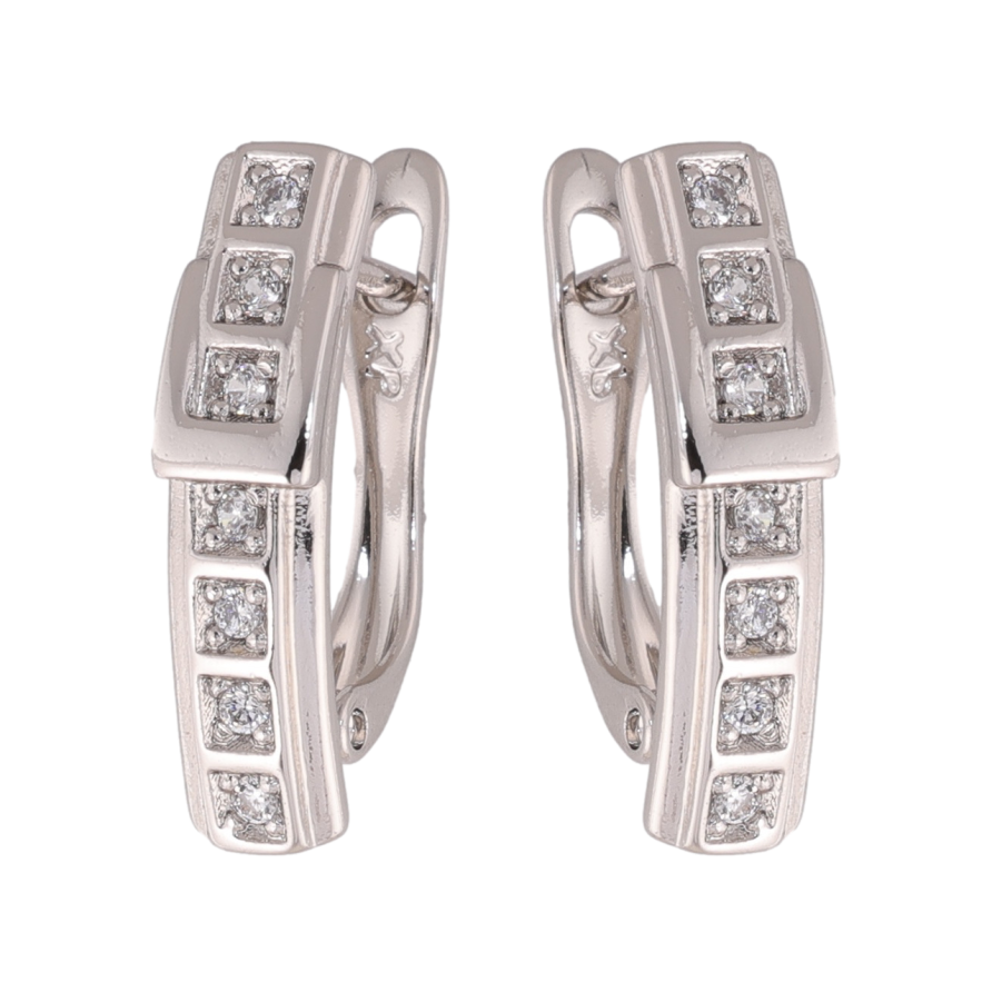 Сережки Xuping колір Родій англійська застібка Ремінці з кристалами фото №1