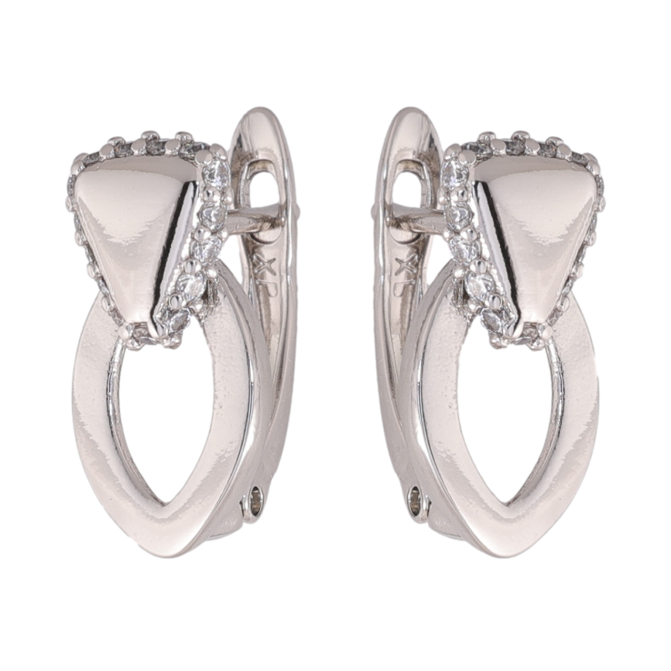 Сережки Xuping колір Родій англійська застібка Декоративний візерунок з кристалами фото №15