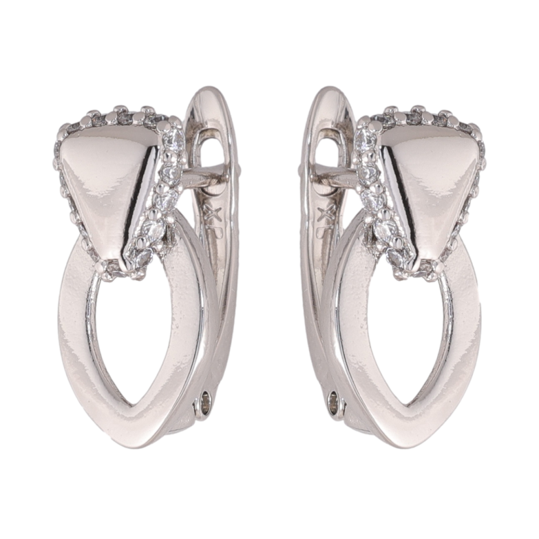 Сережки Xuping колір Родій англійська застібка Декоративний візерунок з кристалами фото №1