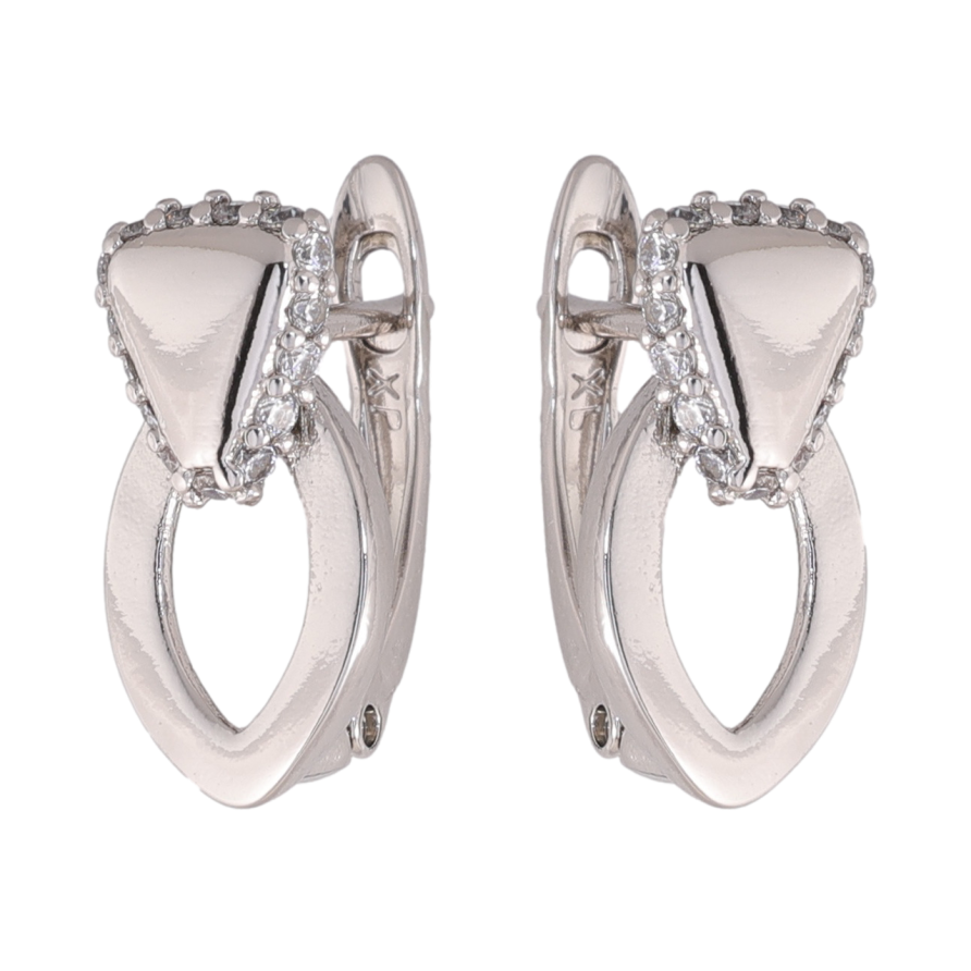 Сережки Xuping колір Родій англійська застібка Декоративний візерунок з кристалами фото №1