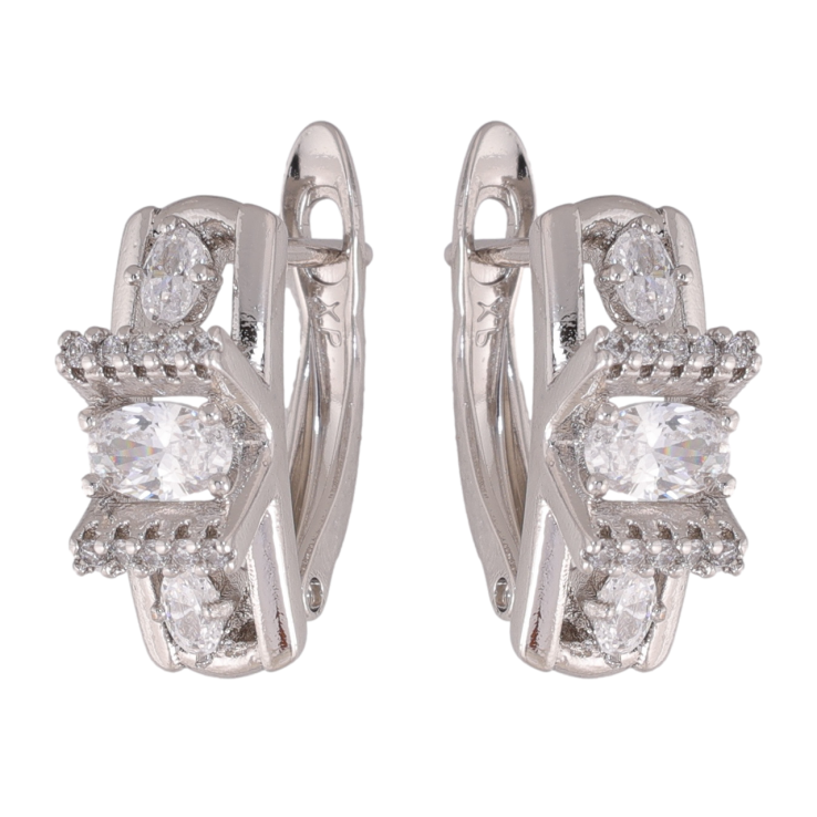 Сережки Xuping колір Родій англійська застібка Декоративний візерунок з кристалами фото №9