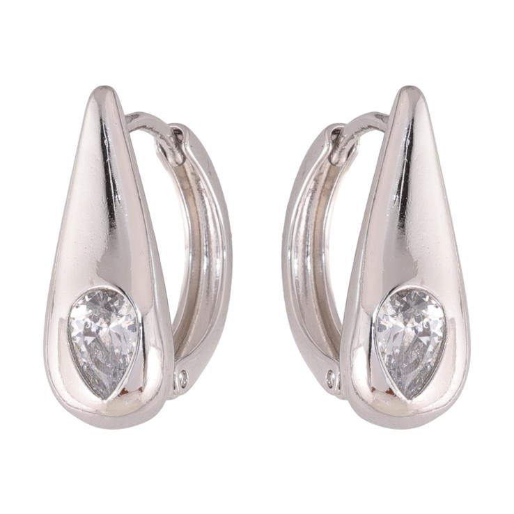 Сережки Xuping колір Родій колечка Крапельки з кристалами фото №6