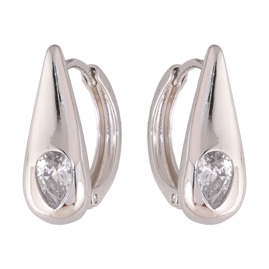 Сережки Xuping колір Родій колечка Крапельки з кристалами фото №1