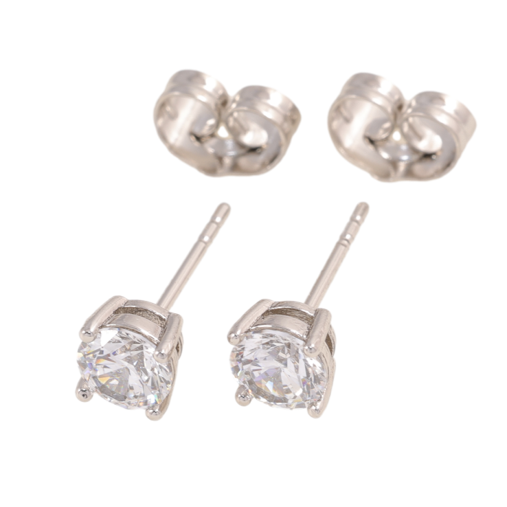 Серьги Xuping цвет Родий пусеты Кристаллы в 4-х крапановой оправе ø 5мм фото №7