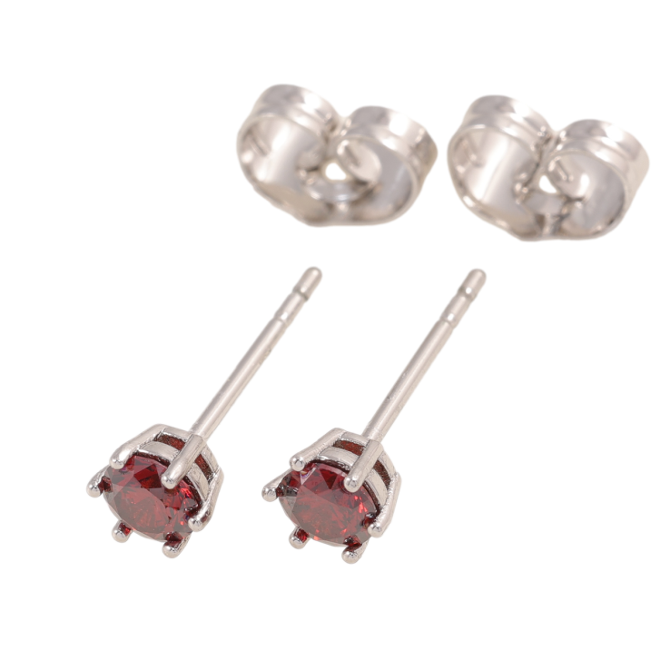 Сережки Xuping колір Родій пусети Червоні кристали в 6-ти крапановій оправі ø 4мм фото №17