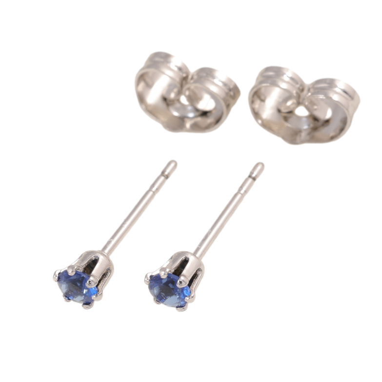 Серьги Xuping цвет Родий пусеты Синие кристаллы в 6-ти крапановой оправе ø 3мм фото №3