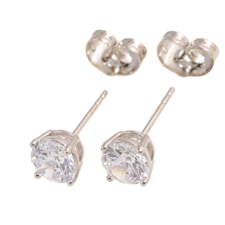 Сережки Xuping колір Родій пусети Кристали в 4-х крапановій оправі ø 6мм фото №10