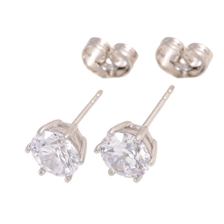 Сережки Xuping колір Родій пусети Кристали в 6-ти крапановій оправі ø 7мм фото №9