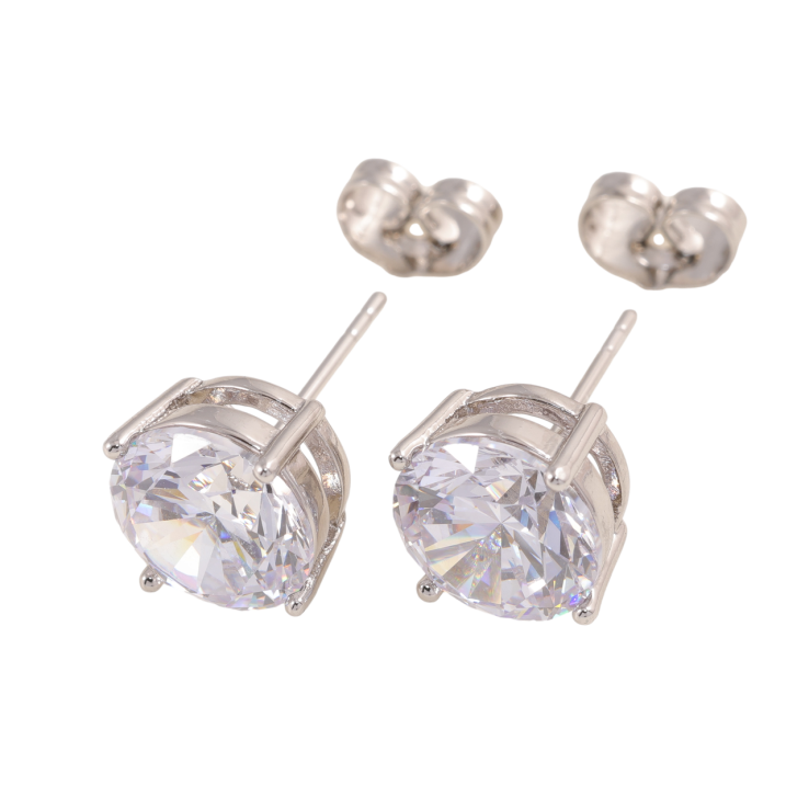 Сережки Xuping колір Родій пусети Кристали в 4-х крапановій оправі ø 10мм фото №11