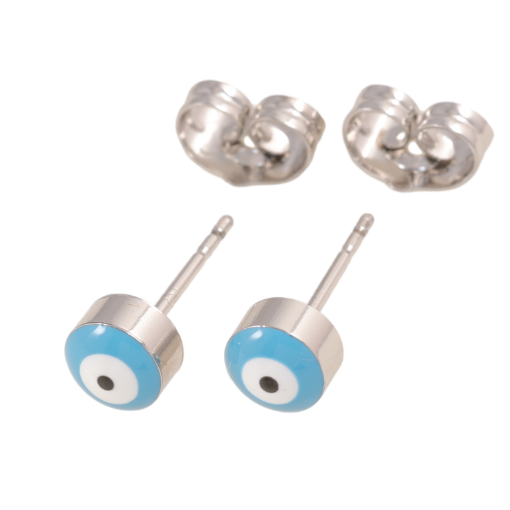 Сережки Xuping колір Родій пусети Оберіг Око Фатіми, емаль ø 5.5мм фото №6