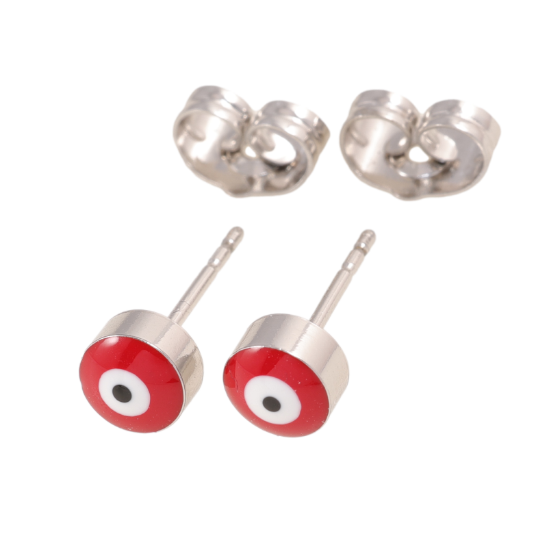 Сережки Xuping колір Родій пусети Оберіг Око Фатіми, емаль ø 5.5мм фото №1