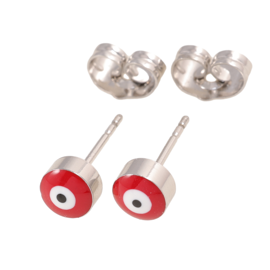 Сережки Xuping колір Родій пусети Оберіг Око Фатіми, емаль ø 5.5мм фото №1