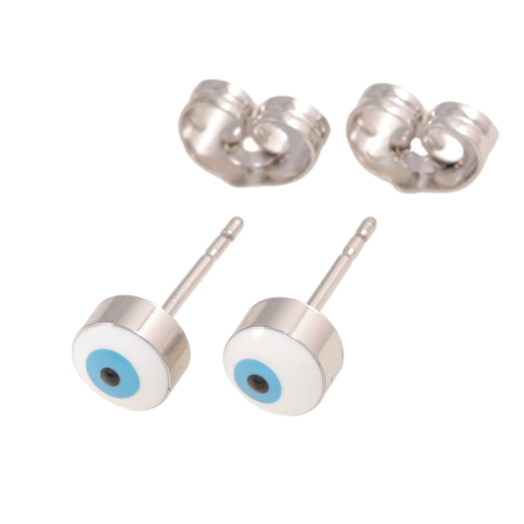 Сережки Xuping колір Родій пусети Оберіг Око Фатіми, емаль ø 5.5мм фото №11