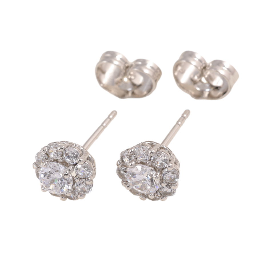 Сережки Xuping колір Родій пусети Кристальний блиск фото №1