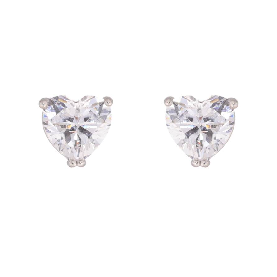 Серьги Xuping цвет Родий пусеты Кристальные сердечки фото №1