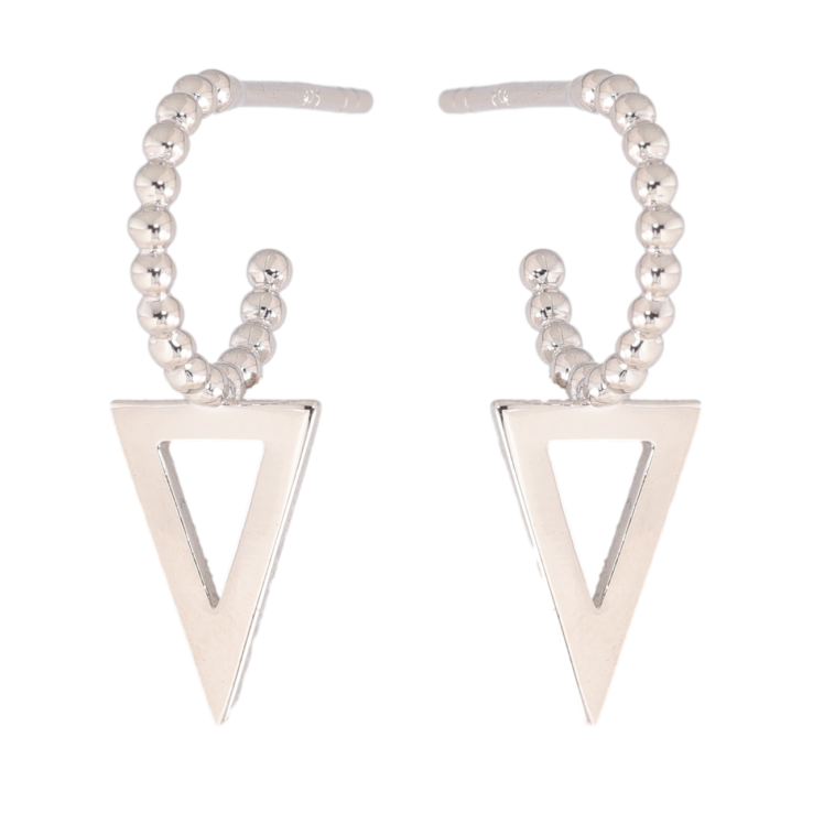 Сережки Xuping колір Родій пусети Декоративні дуги з трикутниками фото №7