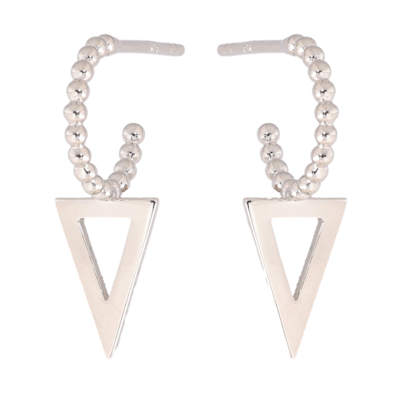 Сережки Xuping колір Родій пусети Декоративні дуги з трикутниками фото №1