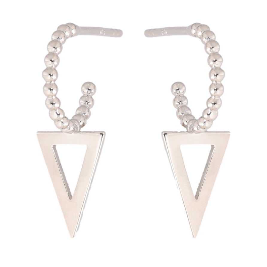 Сережки Xuping колір Родій пусети Декоративні дуги з трикутниками фото №1