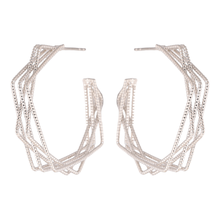 Сережки Xuping колір Родій пусети Декоративні дуги фото №8