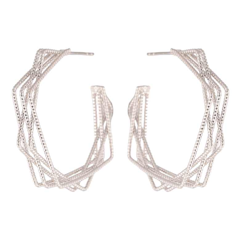 Сережки Xuping колір Родій пусети Декоративні дуги фото №2