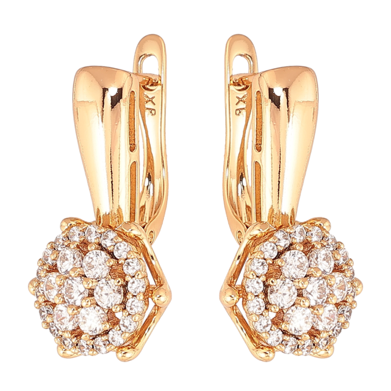 Сережки Xuping Колір Позолота 18K англійська застібка Інкрустація кристалами фото №1 Сережки Xuping Колір Позолота 18K англійська застібка Інкрустація кристалами фото №1