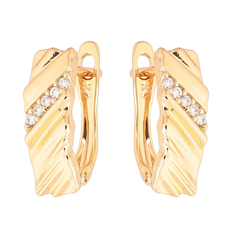 Серьги Xuping Цвет Позолота 18K английский замок Узор с дорожками кристаллов фото №3