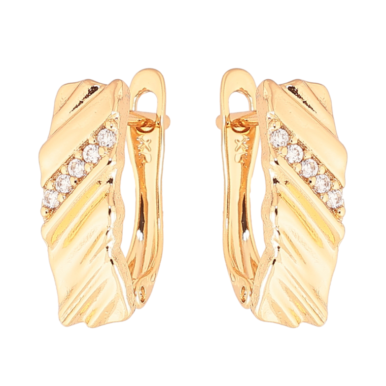 Серьги Xuping Цвет Позолота 18K английский замок Узор с дорожками кристаллов фото №1 Серьги Xuping Цвет Позолота 18K английский замок Узор с дорожками кристаллов фото №1