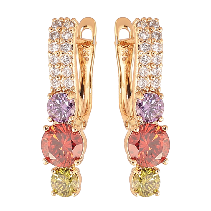 Серьги Xuping Цвет Позолота 18K английский замок Кристальный блеск с разноцветными кристаллами фото №15