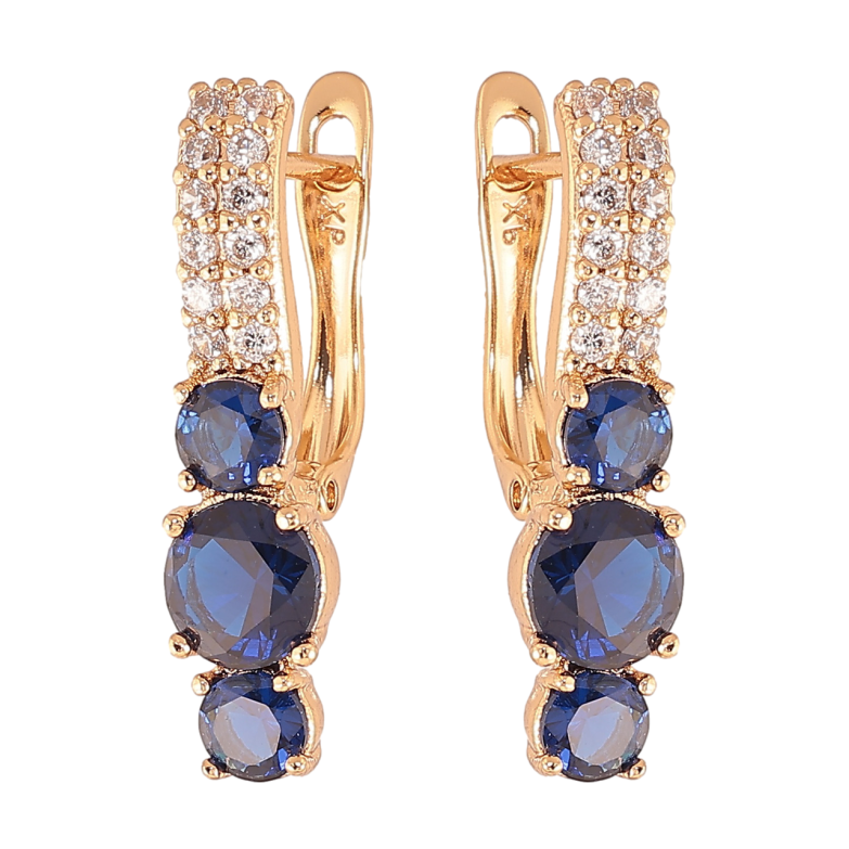 Серьги Xuping Цвет Позолота 18K английский замок Кристальный блеск с синими кристаллами фото №1 Серьги Xuping Цвет Позолота 18K английский замок Кристальный блеск с синими кристаллами фото №1