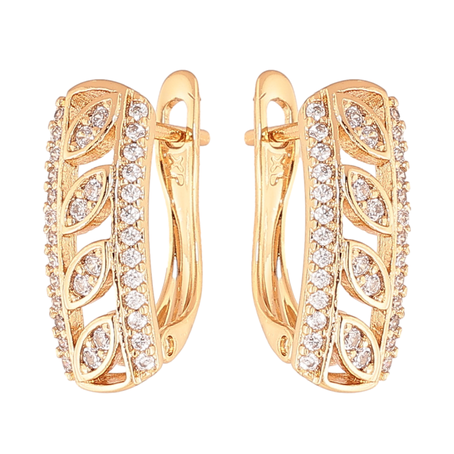 Серьги Xuping Цвет Позолота 18K английский замок Декоративный узор с кристаллами фото №1