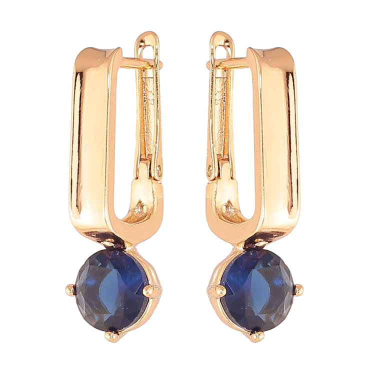 Серьги Xuping Цвет Позолота 18K английский замок Синие кристаллы фото №2