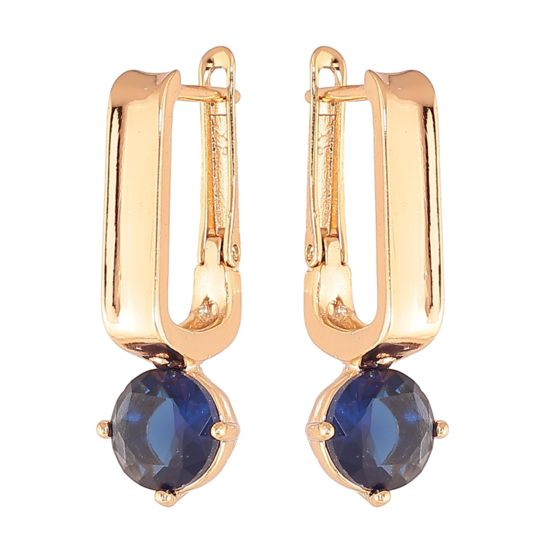 Серьги Xuping Цвет Позолота 18K английский замок Синие кристаллы фото №1 Серьги Xuping Цвет Позолота 18K английский замок Синие кристаллы фото №1